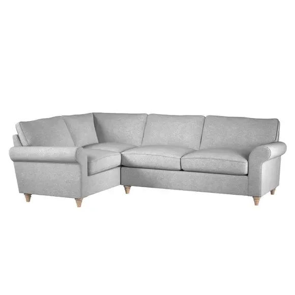 Large Corner Sofa with Wooden Feet - Grey
