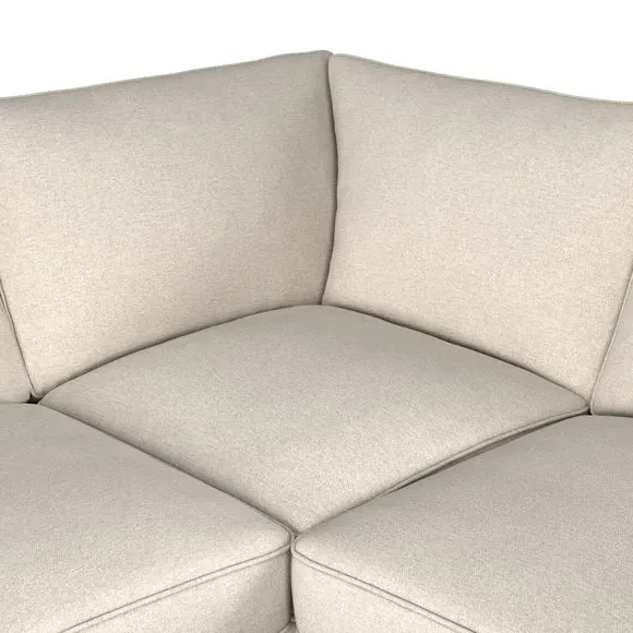 Large Corner Sofa with Wooden Feet - Sandstone