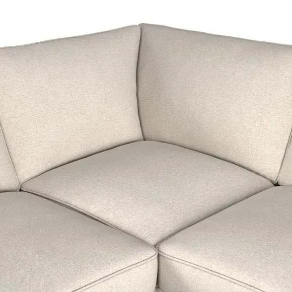 Large Corner Sofa with Wooden Feet - Sandstone