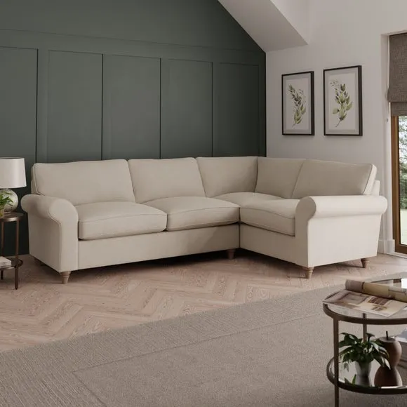 Large Corner Sofa with Wooden Feet - Sandstone