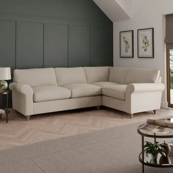 Large Corner Sofa with Wooden Feet - Sandstone