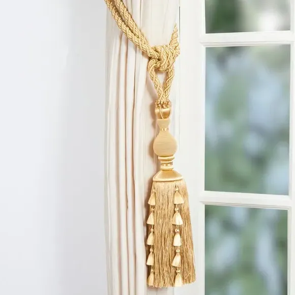 Large Curtain Tieback with Tassel - Gold image