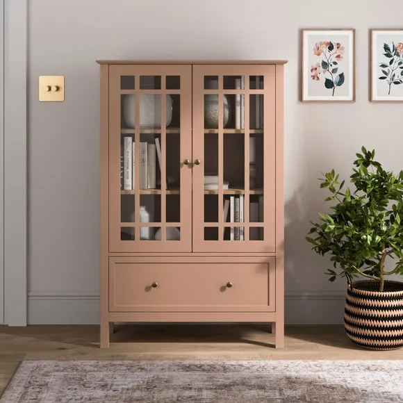 Large Display Cabinet with Glass Doors - Clay image