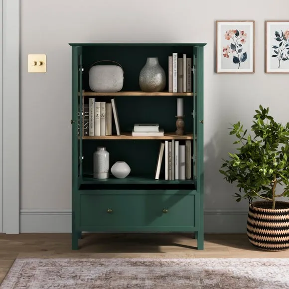 Large Display Cabinet with Glass Doors - Green