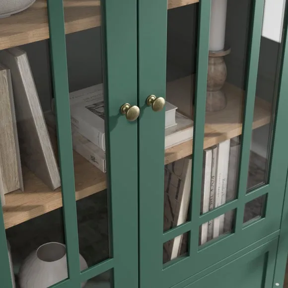 Large Display Cabinet with Glass Doors - Green