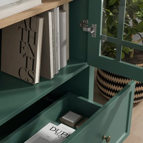 Large Display Cabinet with Glass Doors - Green