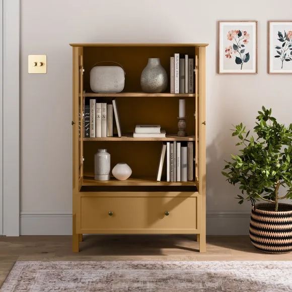 Large Display Cabinet with Glass Doors - Honey