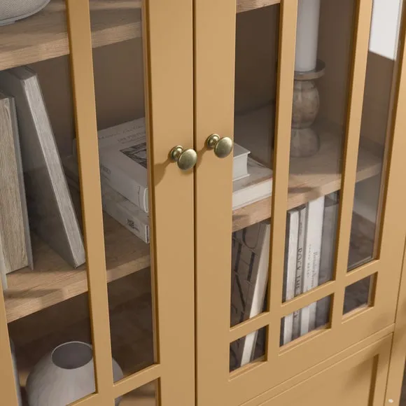 Large Display Cabinet with Glass Doors - Honey