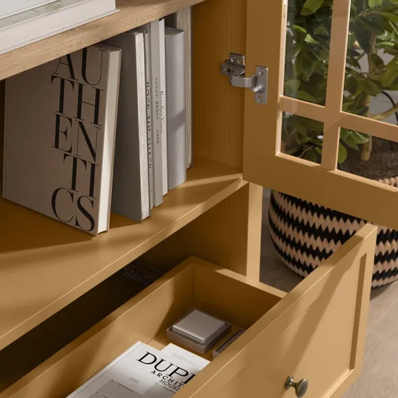 Large Display Cabinet with Glass Doors - Honey