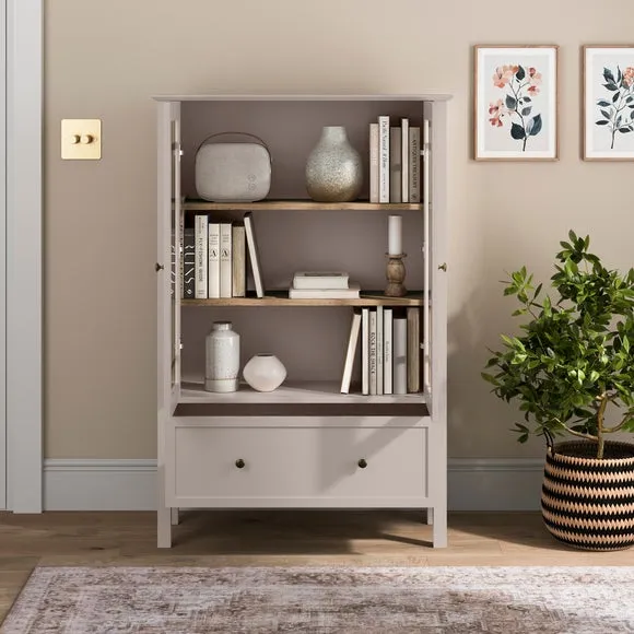 Large Display Cabinet with Glass Doors - Stone