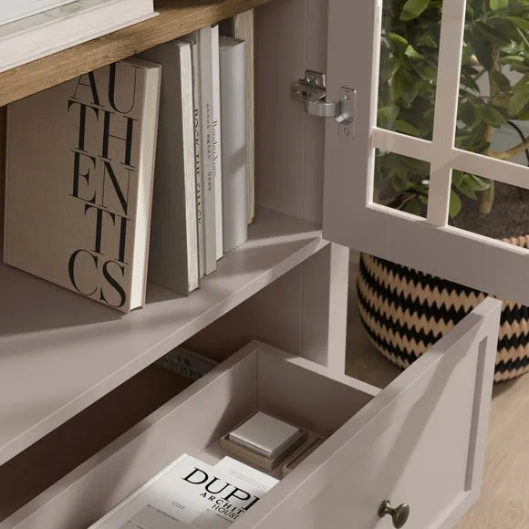 Large Display Cabinet with Glass Doors - Stone