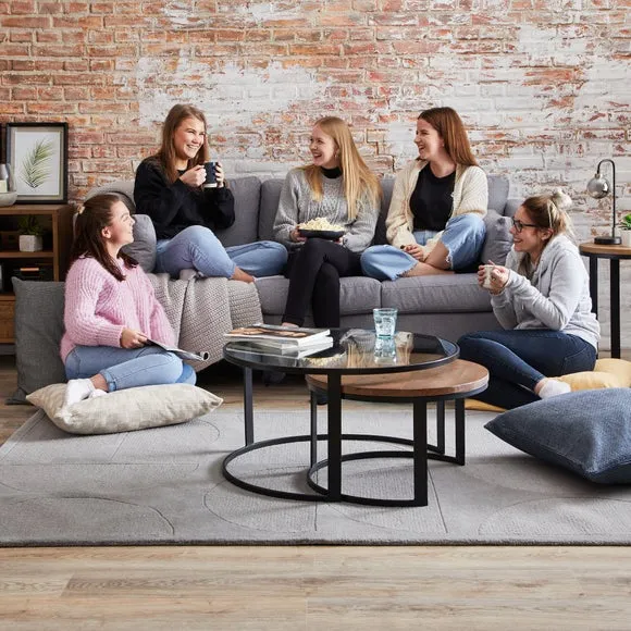 Large Floor Cushion with Dobby Texture - Navy