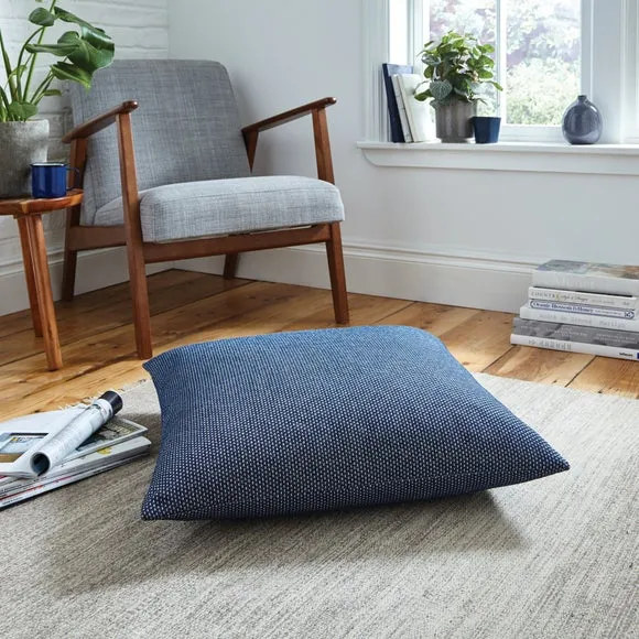 Large Floor Cushion with Dobby Texture - Navy
