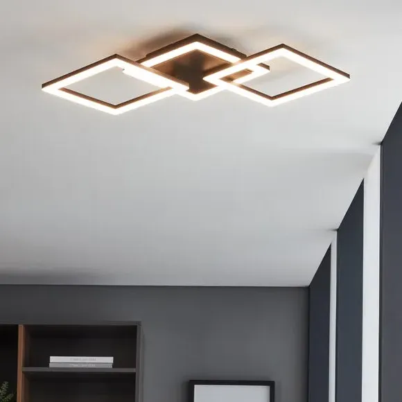 Large Flush Ceiling Light Smart Control - Black image
