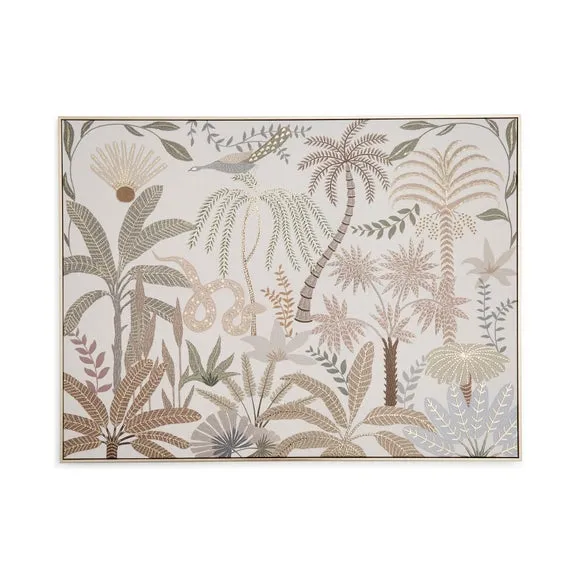 Large Framed Canvas Jungle Scene - Champagne Frame