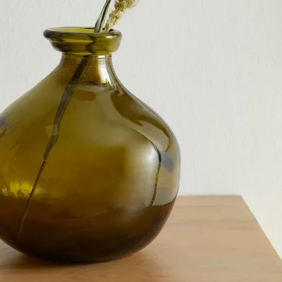 Large Glass Vase - Olive, Recycled Glass