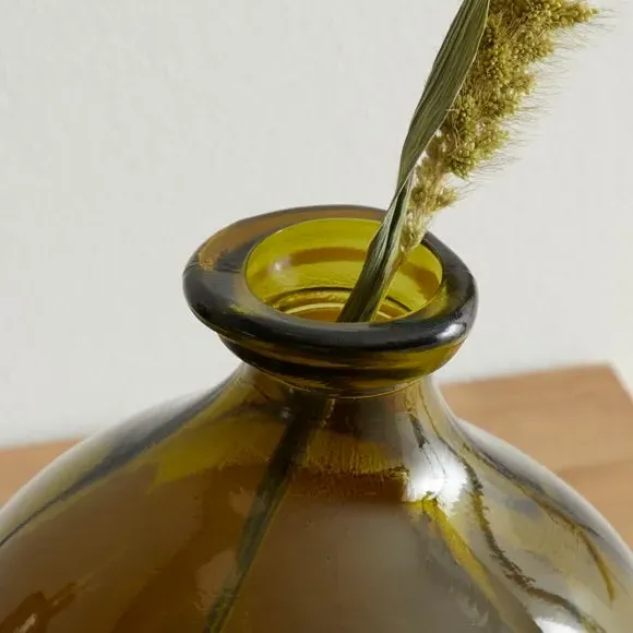 Large Glass Vase - Olive, Recycled Glass