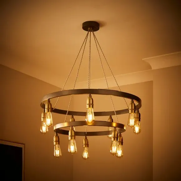 Large Hoop Ceiling Light Industrial - Grey