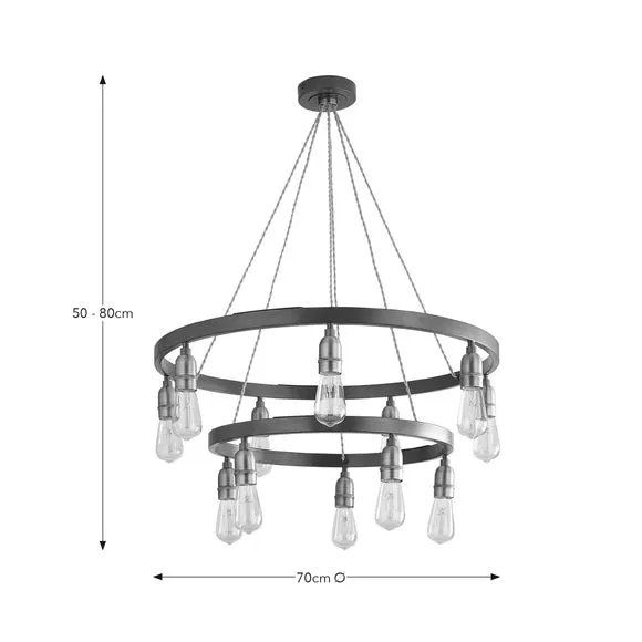 Large Hoop Ceiling Light Industrial - Grey