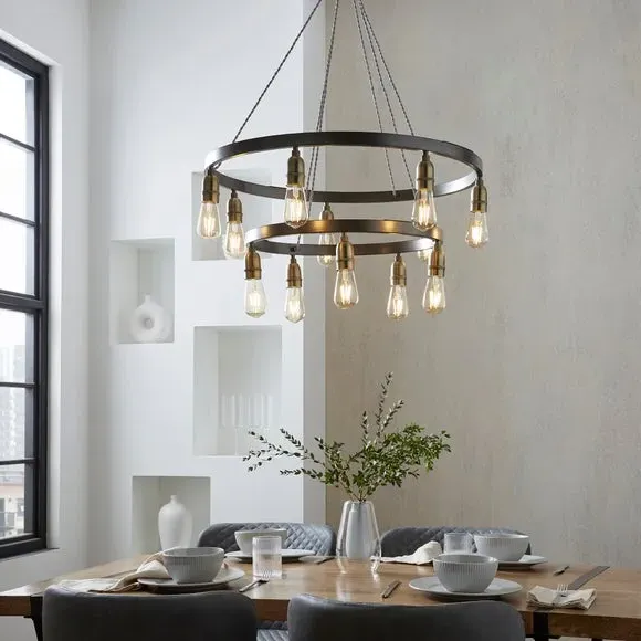 Large Hoop Ceiling Light Industrial - Grey image