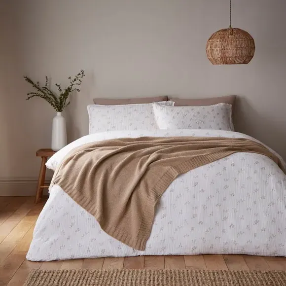 Large Knitted Throw Blanket - Natural