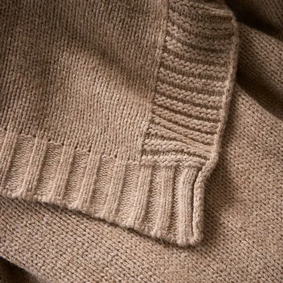 Large Knitted Throw Blanket - Natural