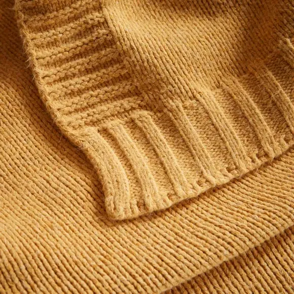 Large Knitted Throw Blanket - Ochre