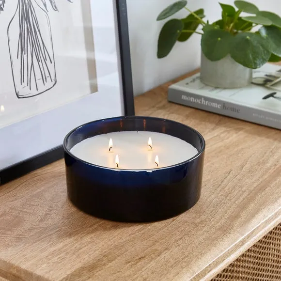 Large Multi Wick Candle - Blue, Sundried Linen image