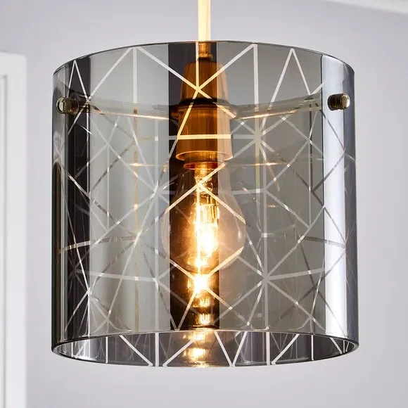 Large Pendant Shade Easy Fit - Smoke, Glass
