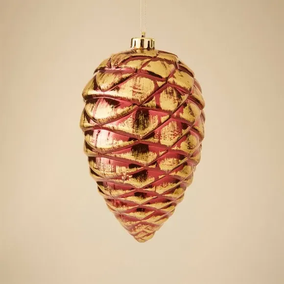Large Pinecone Hanging Decoration - Gold, Shatterproof