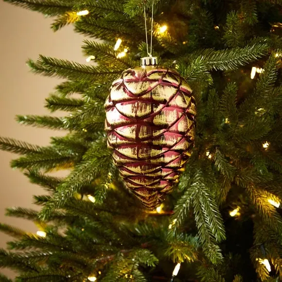 Large Pinecone Hanging Decoration - Gold, Shatterproof image