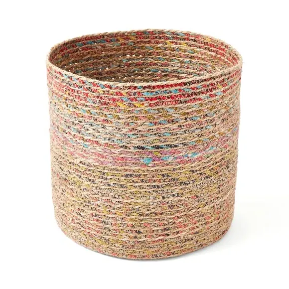 Large Round Storage Basket - Multicolor, Seagrass