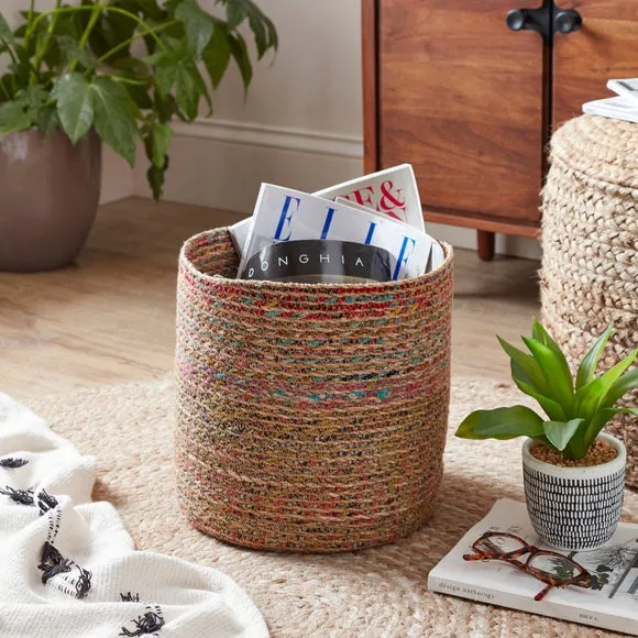Large Round Storage Basket - Multicolor, Seagrass image