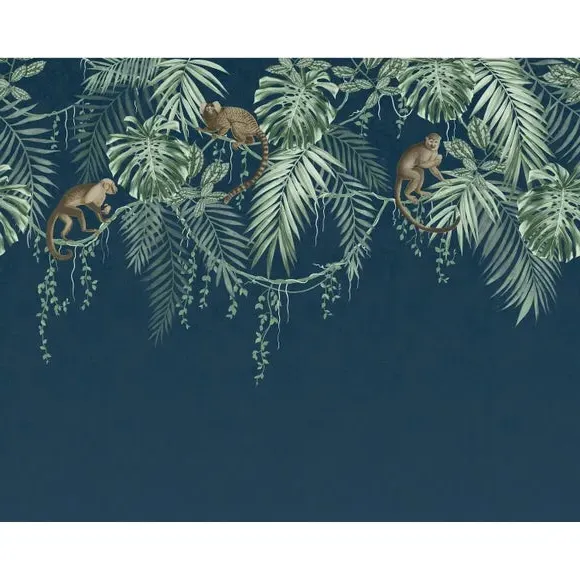 Large-Scale Wall Mural Monkey Vines - Blue