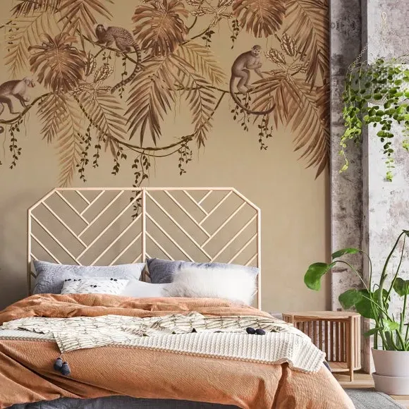 Large-Scale Wall Mural Monkey Vines - Gold