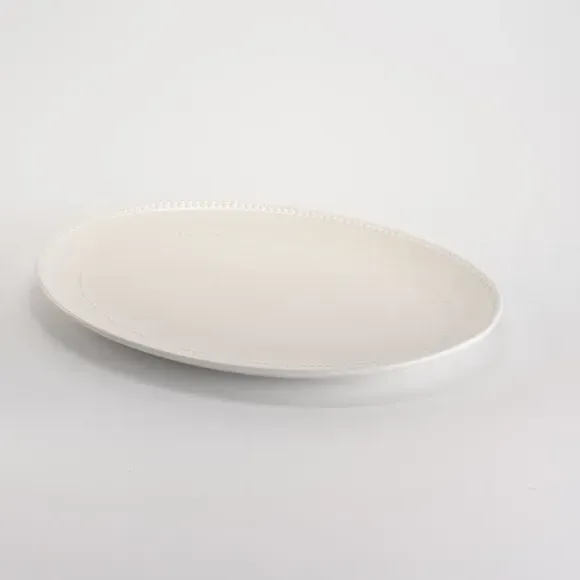 Large Serve Platter with Dotted Rim - White, Bone China