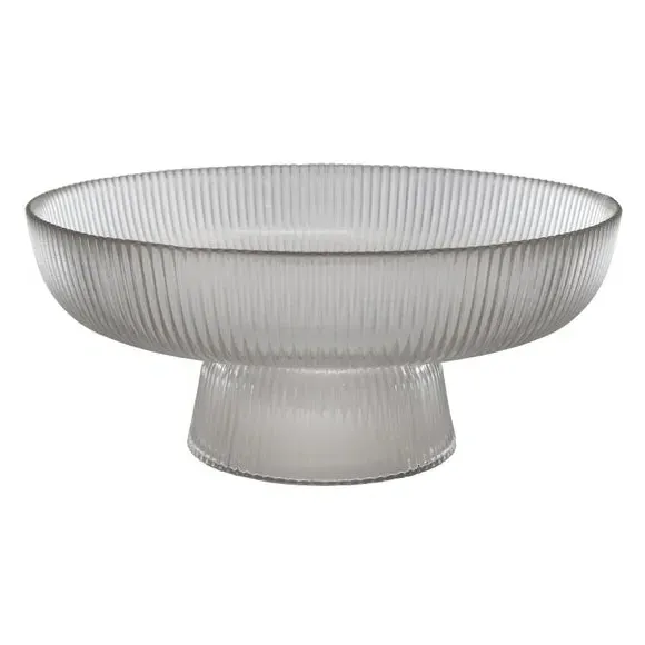 Large Serving Bowl - Clear, Ribbed Glass image