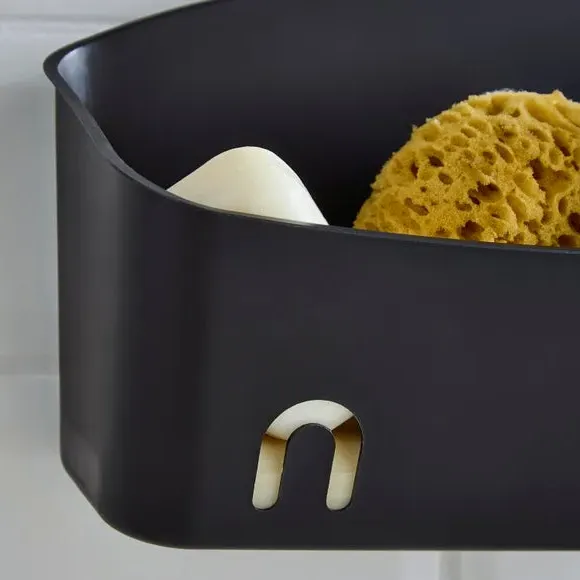 Large Shower Caddy with Hook - Black, Plastic