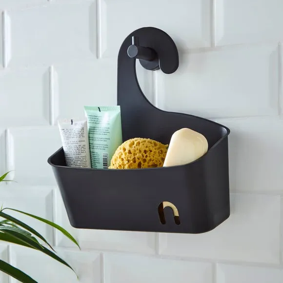 Large Shower Caddy with Hook - Black, Plastic image