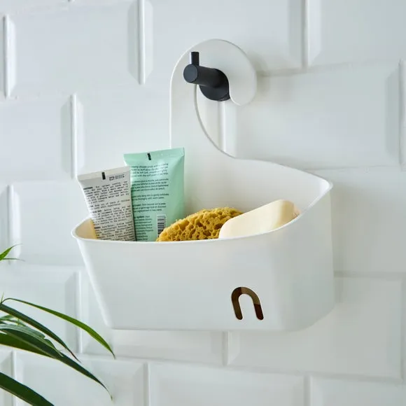 Large Shower Caddy with Hook - White, Plastic