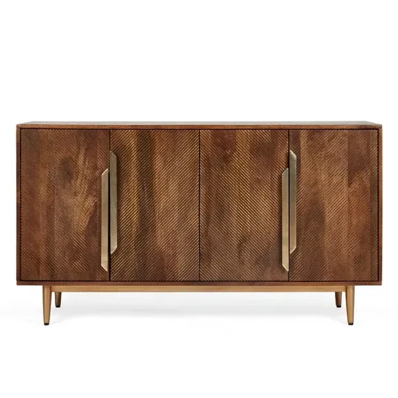 Large Sideboard with Carved Doors - Brown, Mango Wood