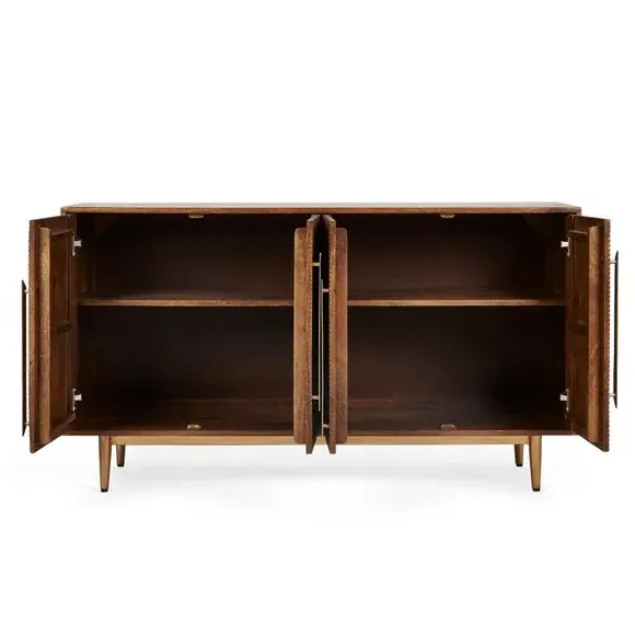 Large Sideboard with Carved Doors - Brown, Mango Wood