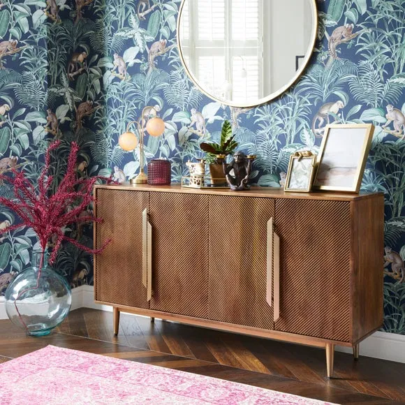 Large Sideboard with Carved Doors - Brown, Mango Wood image