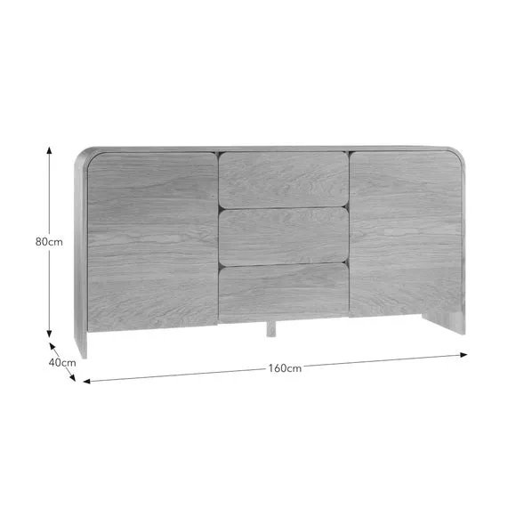 Large Sideboard with Curved Edges - Light Oak