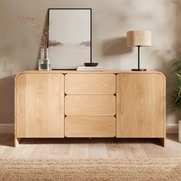 Large Sideboard with Curved Edges - Light Oak