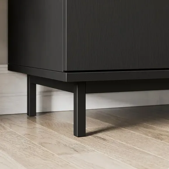 Large Sideboard with Drawers - Black Oak, Metal