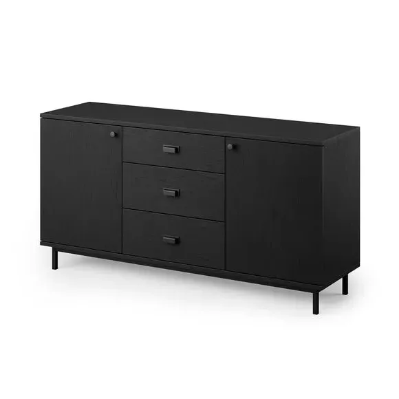 Large Sideboard with Drawers - Black Oak, Metal