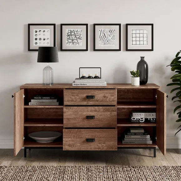 Large Sideboard with Drawers - Pine, Metal