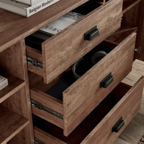 Large Sideboard with Drawers - Pine, Metal