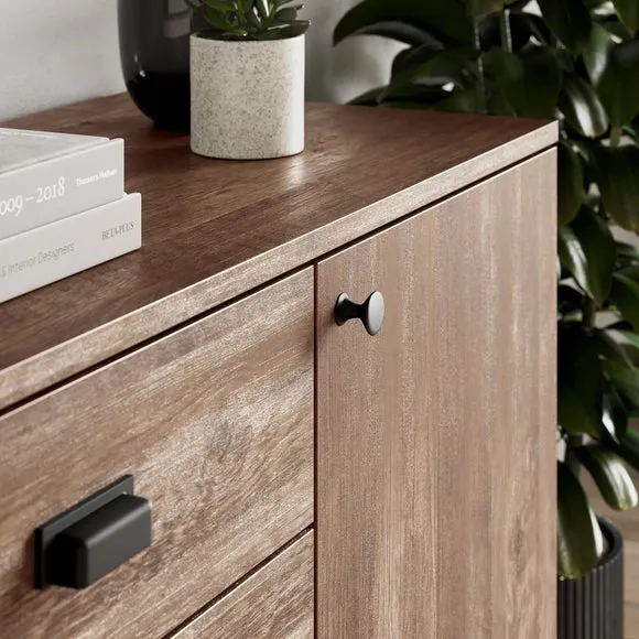 Large Sideboard with Drawers - Pine, Metal